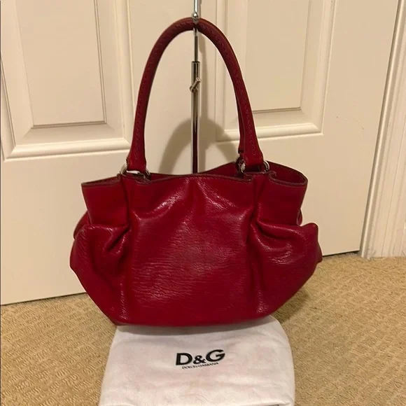 Dolce & Gabbana Lisa Pleated Red Grain Leather Bag With Compact & Dustbag - Picture 1 of 14